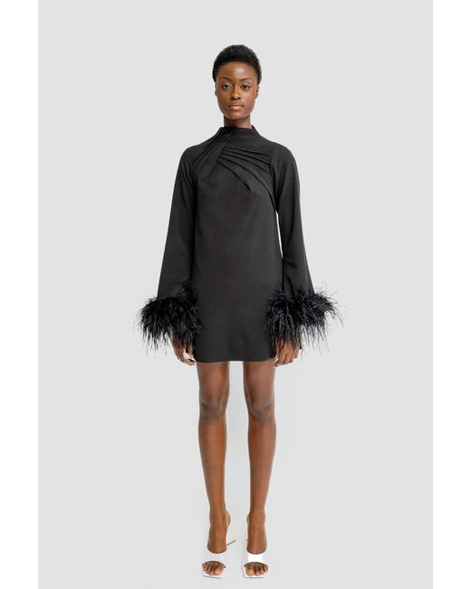 ANITABEL Black Alexandra Shift Dress With Feathers