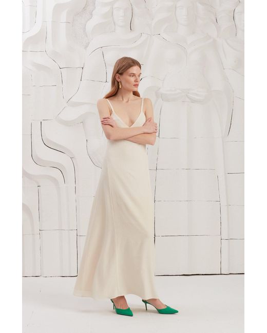 Undress White Ines Textured Silk Open Back Maxi Dress