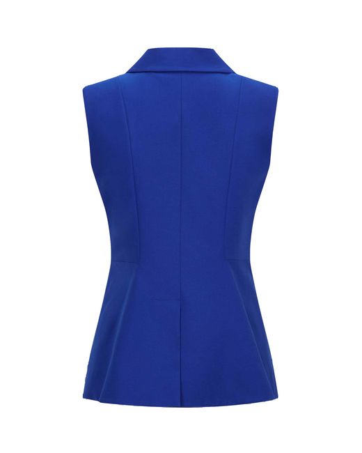 Femponiq Blue Sleeveless Cotton Blazer (Royal)