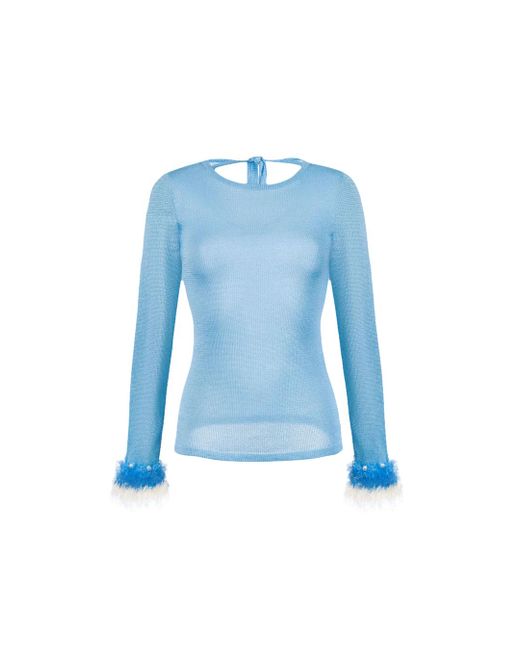 Andreeva Blue Baby Knit Top With Handmade Knit Details