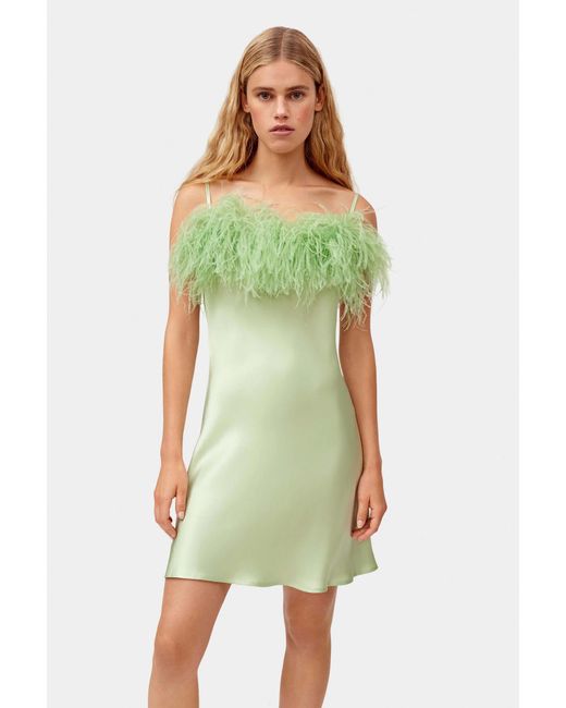 Sleeper Green Boheme Mini Dress With Feathers