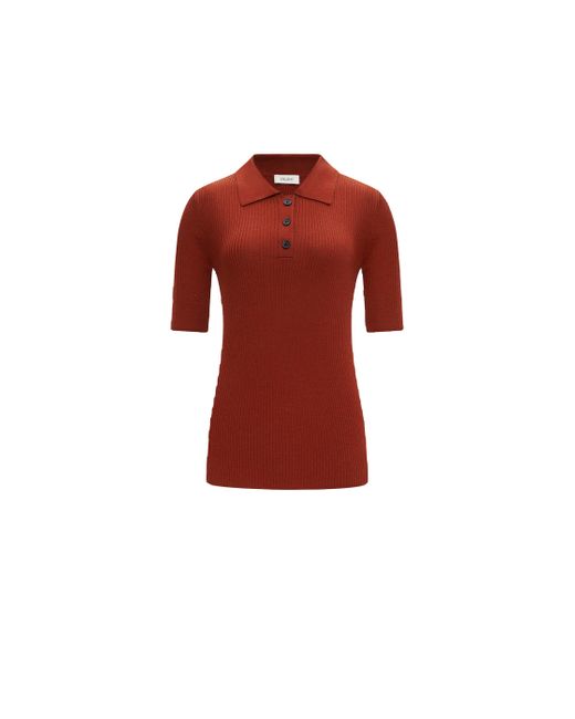 CRUSH Collection Red Silk And Wool Polo Shirt