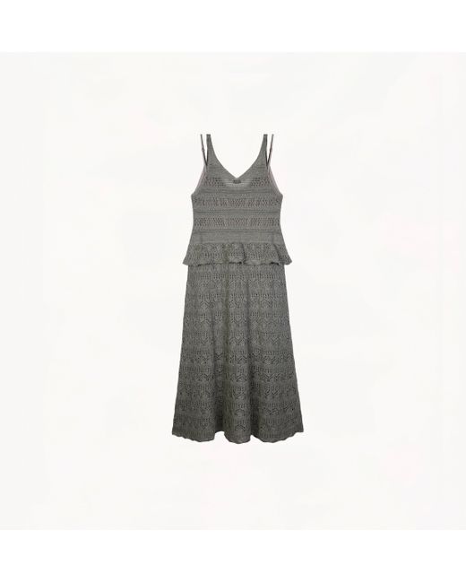 CRUSH Collection Gray Linen Sequined Pointelle Dress