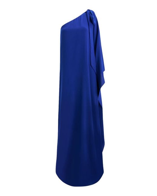 Lora Istanbul Blue Lia Crepe One Shoulder Maxi Dress