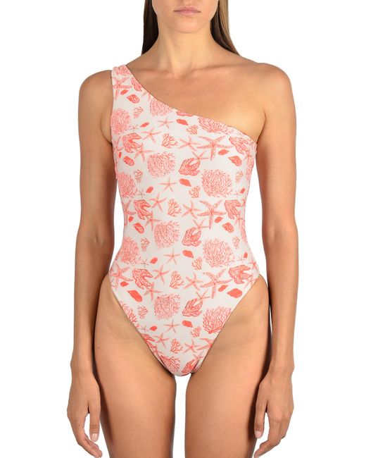 Oceanus Pink Khloe Premium One Shoulder Swimsuit