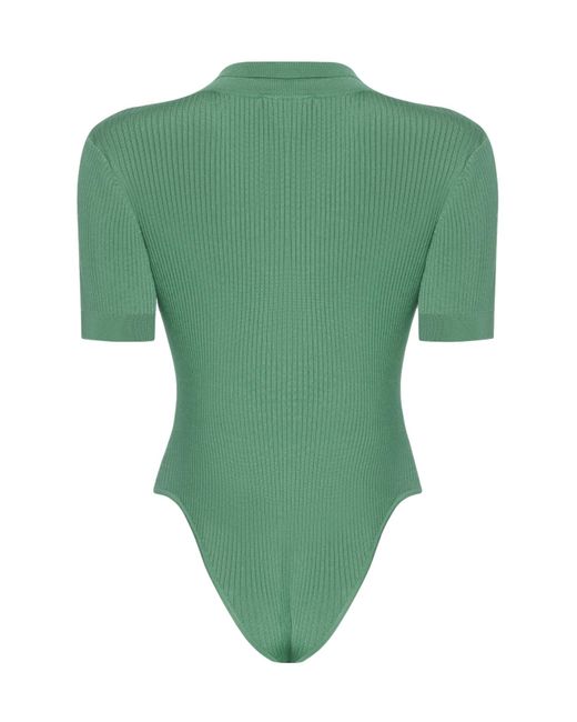 KEBURIA Green Rib Knit Bodysuit