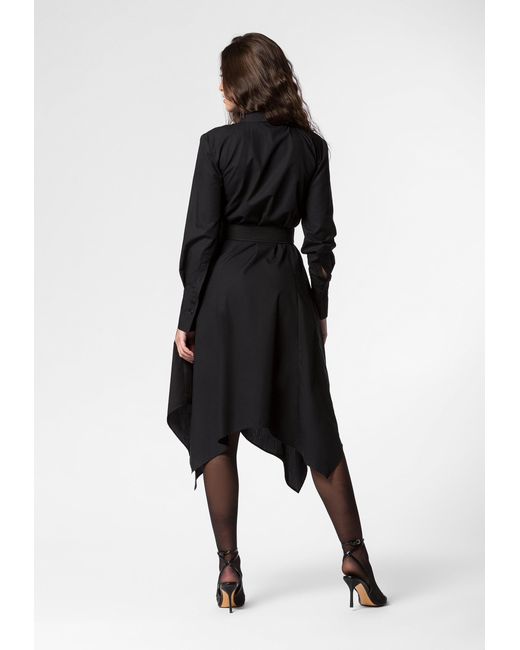 Divalo Black Almaty Poplin Asymmetrical Shirt-Dress