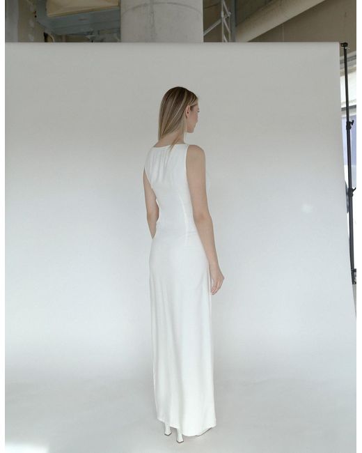 Maet White Dije Long Dress With Cut Outs
