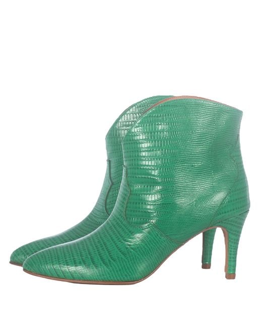 Toral Green Selene Ankle Boots With Animal Print