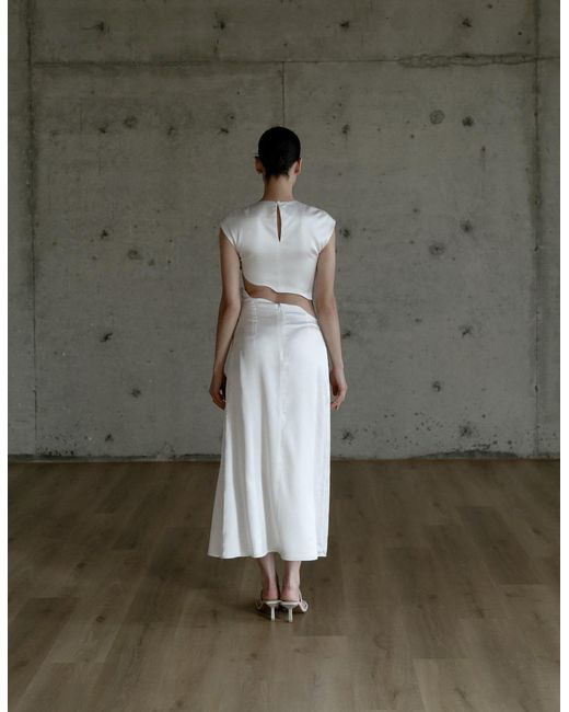 Maet White Rhea Silk Skirt