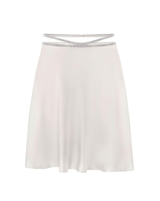 Nue White Silk Skirt Mini