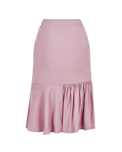 Femponiq Pink Rushed Asymmetrical Skirt (Pastel)