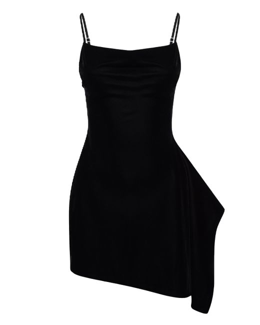 NDS the label Black Asymmetrical Draped Mini Dress