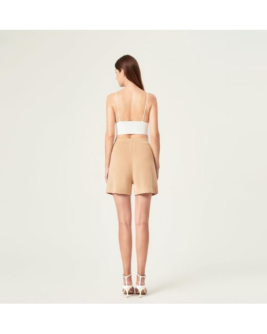 CRUSH Collection Natural Pleated Wide-Leg Shorts
