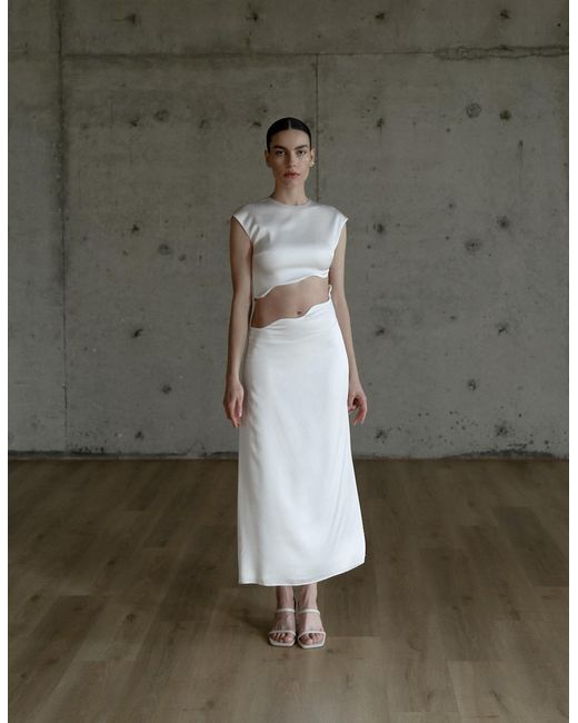 Maet White Rhea Silk Skirt