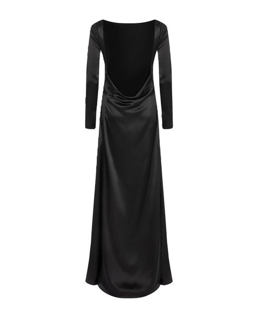 HERVANR Black Dahlia Backless Satin Maxi Dress