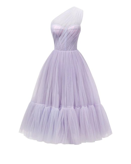 Millà Purple One-Shoulder Cocktail Tulle Dress
