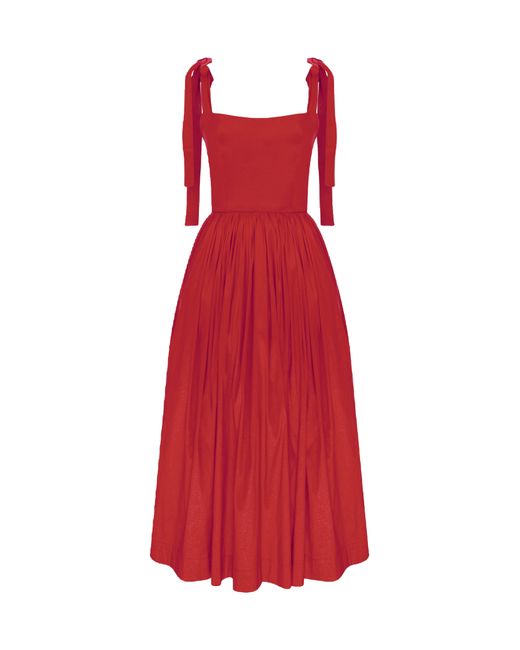 NAZLI CEREN Red Sibby Midi Dress