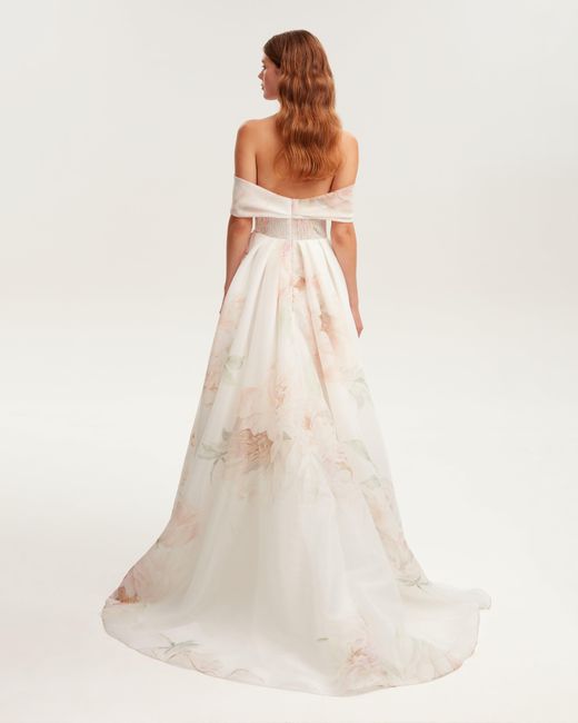 Millà White Gorgeous Peony Off-The-Shoulder Maxi Dress, Garden Of Eden
