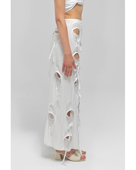Maet White Olena Circle Cut-Out Midi Skirt