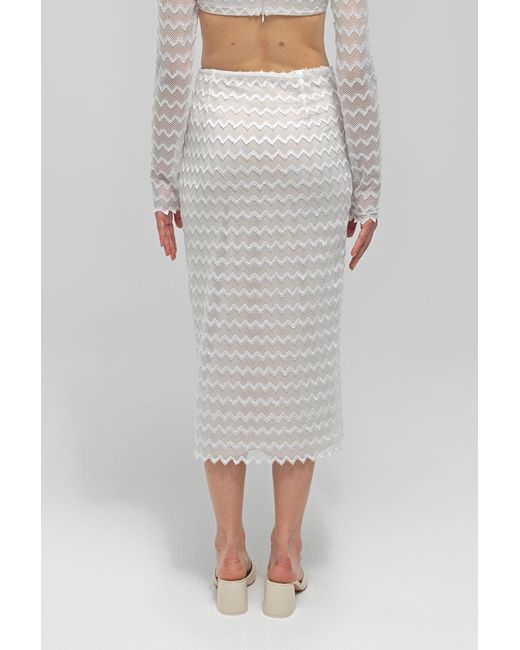 Maet Gray Hebo Knit Asymmetric Midi Skirt
