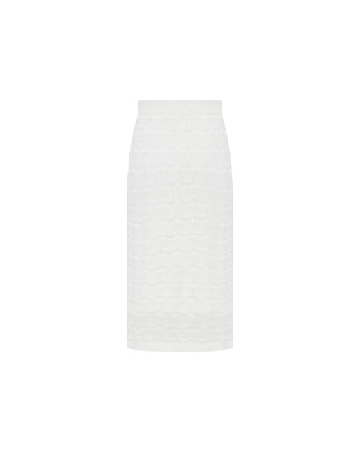 CRUSH Collection White Wavy Hollow Out Straight Skirt