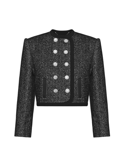 KEBURIA Black Zircon Button Jacket