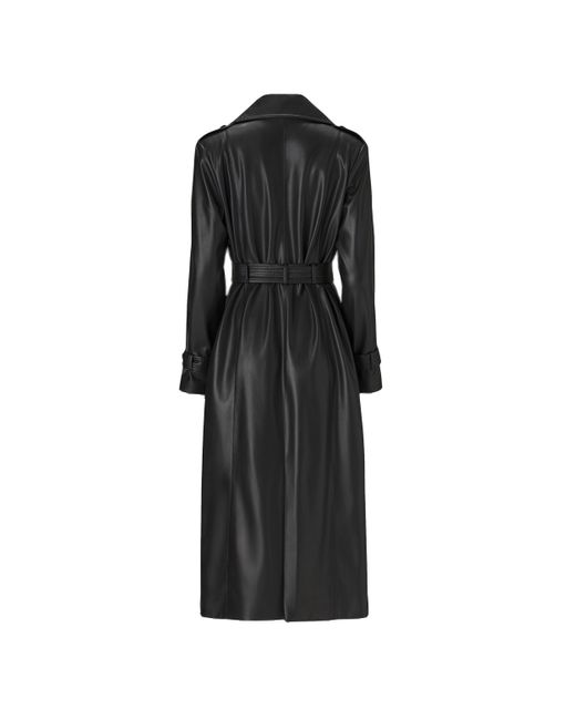 Lita Couture Black Belted Leather Trench Coat