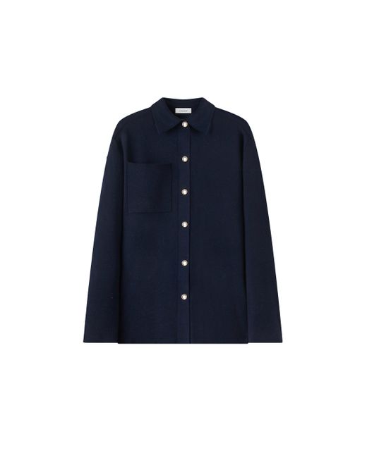 CRUSH Collection Blue Wool Shirt With Metal Buttons