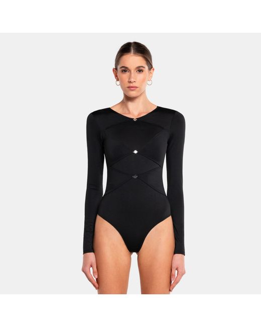 OW Collection Black Chiara Covered Bodysuit
