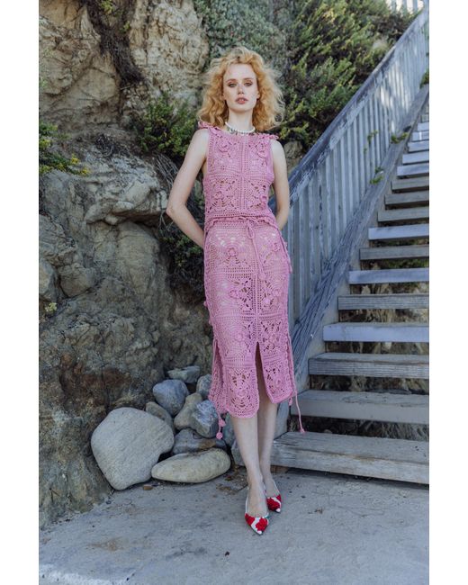 Andreeva Pink Dust Rose Handmade Crochet Skirt