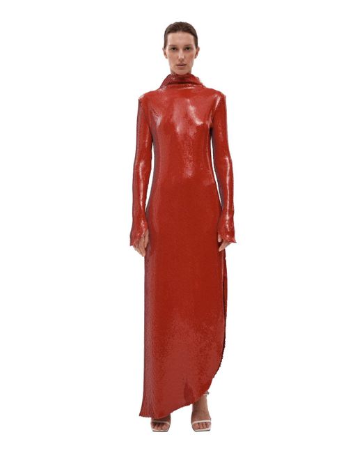Gasanova Red Sequined Maxi Dress