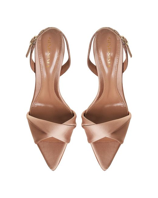 Ginissima Pink Chloe-Nude Satin Sandals