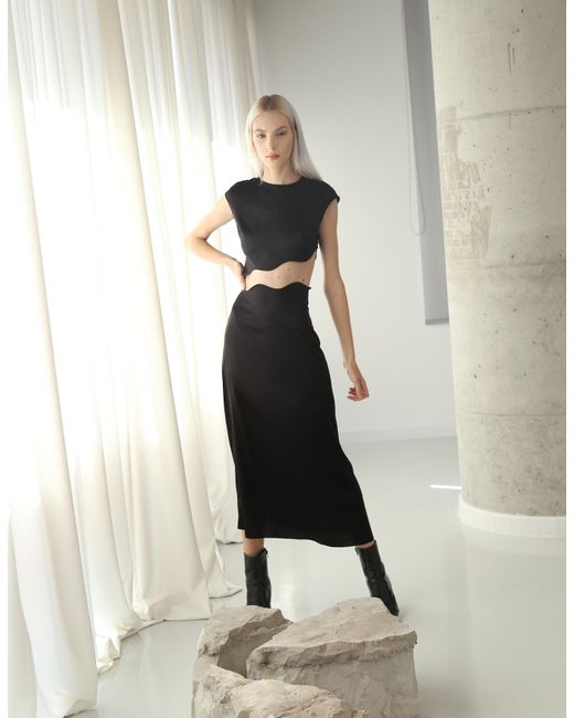 Maet Black Rhea Silk Skirt