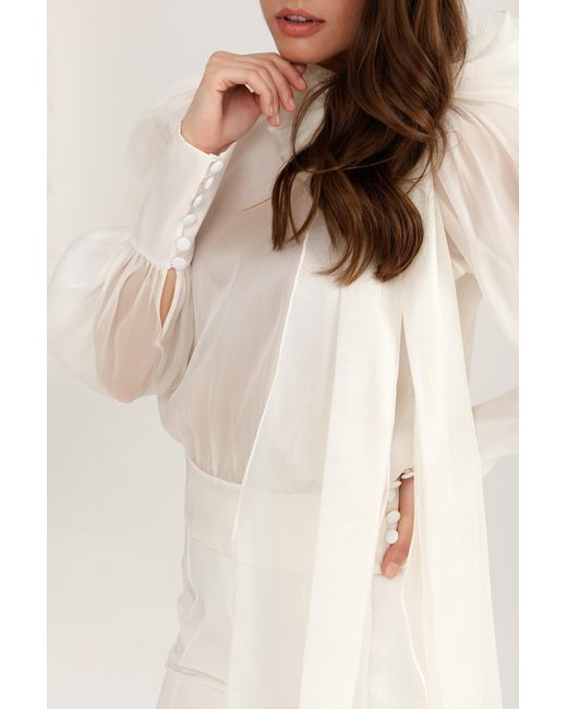 Lita Couture White Flawless Bow Blouse