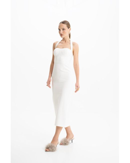 Lora Istanbul White Zoa Bustier Midi Dress