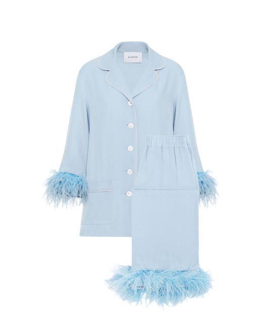 Sleeper Blue Party Pajamas Set With Detachable Feathers