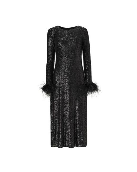 Lita Couture Black Open-Back Sequins Dress With Feathers