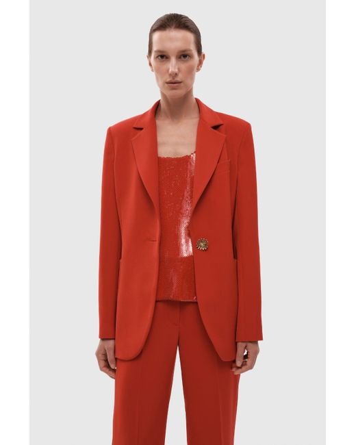 Gasanova Red Fitted Jacket With Lapel