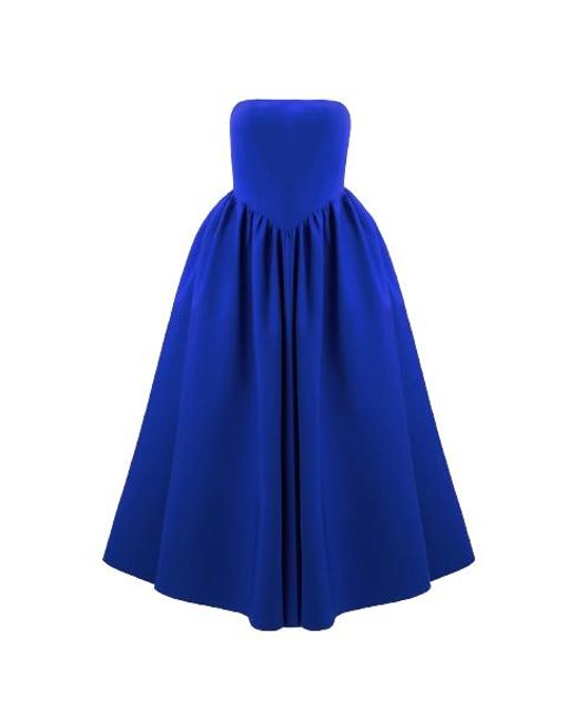 Lora Istanbul Blue Eva Night Strapless Corset Midi Dress