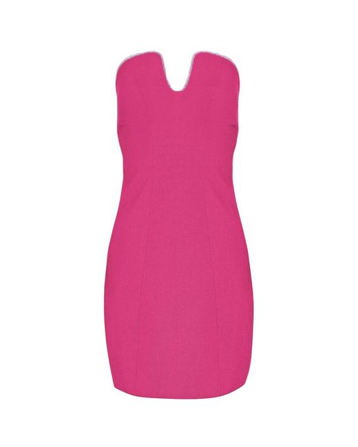 F.ILKK Pink Fucshia Rhinestone Mini Dress