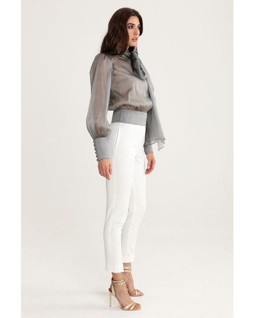Lita Couture Gray Flawless Bow Blouse