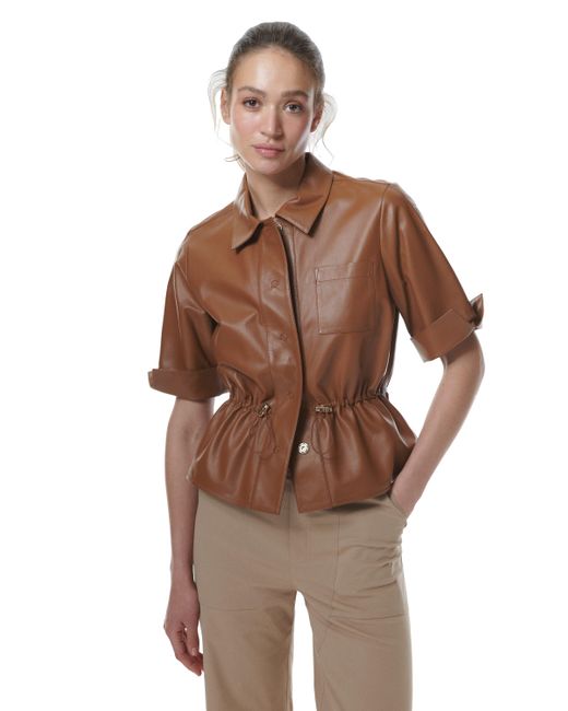 Theo the Label Brown Leto Pull Tab 3/4 Sleeve Shirt