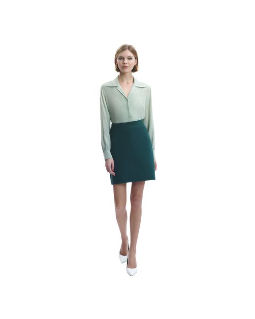 CRUSH Collection Green Cotton And Cashmere A-Line Skirt