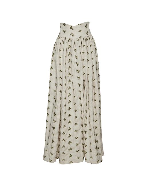 DOS MARQUESAS White Baya Del Bosque Embroidered Ankle Skirt
