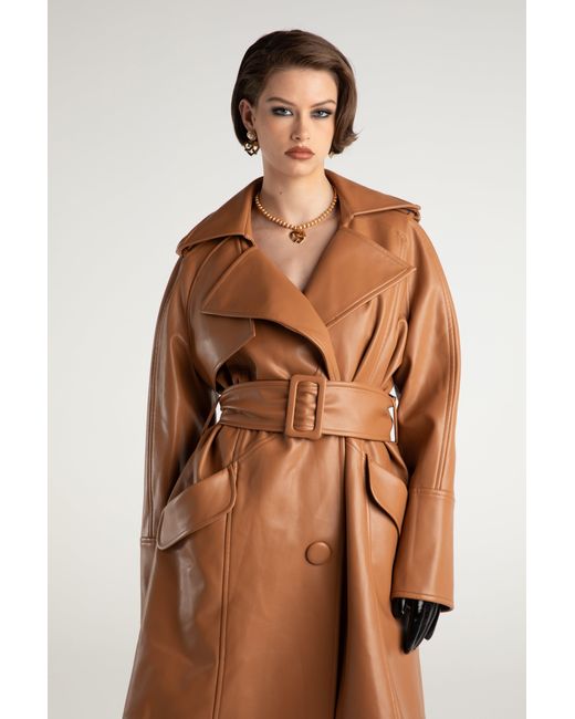 Nana Jacqueline Brown Keira Leather Trench Coat () (Final Sale)