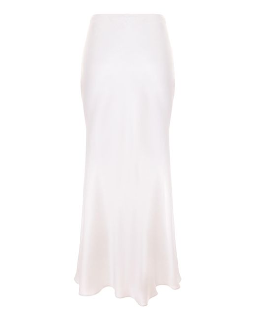 Aureliana White High-Rise Satin Silk Slip Skirt