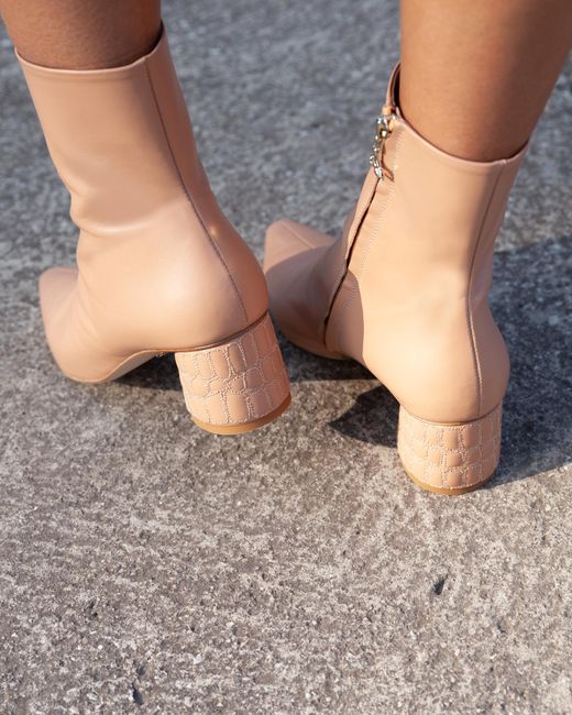 ATANA Pink Croc Heel Boot 55 Tan Leather