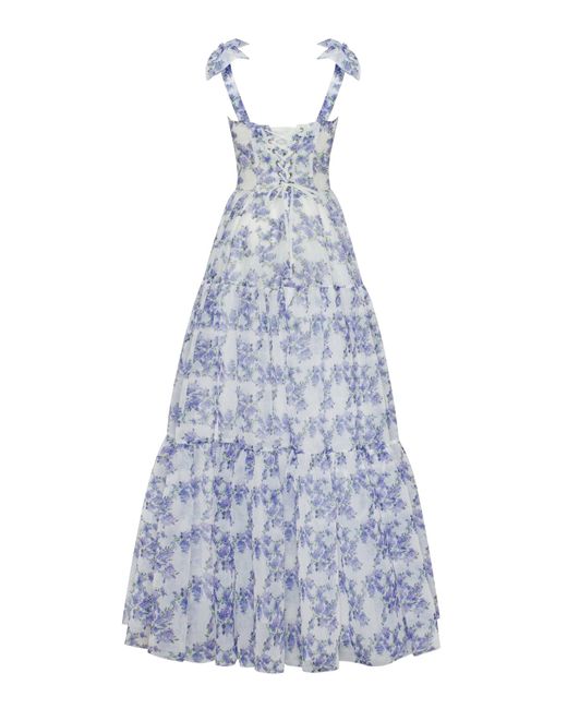 Millà Blue Hydrangea Tender Tie-Strap Maxi Dress