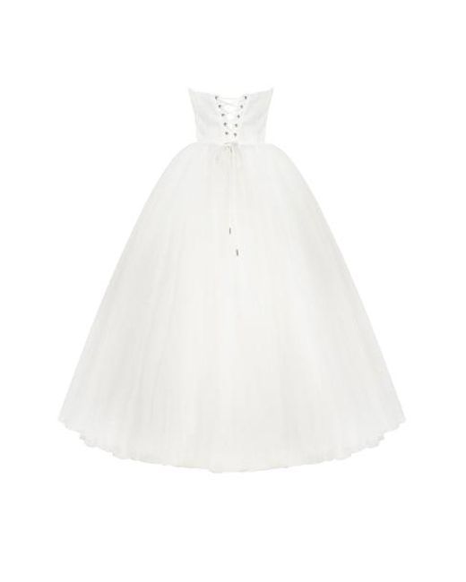 Millà White Spectacular Tulle Evening Co-Ord Set With Statement Long Gloves, Xo Xo